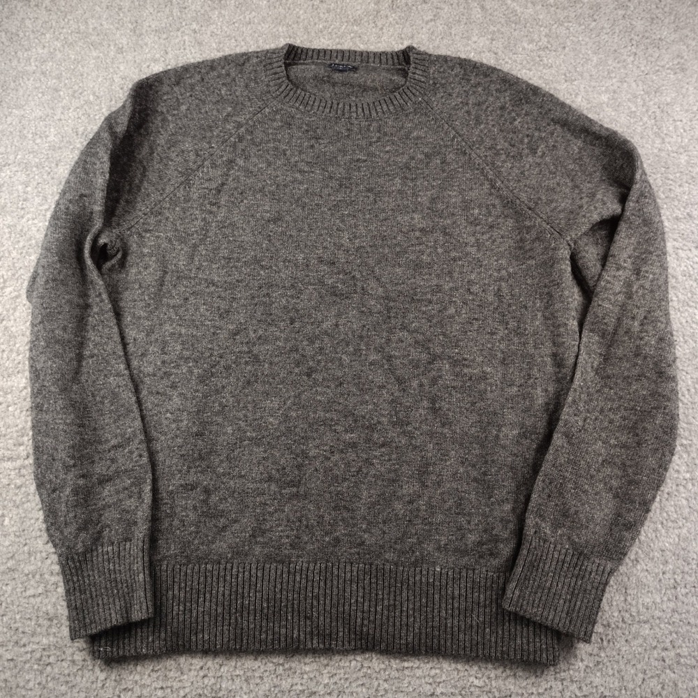 J.Crew Sweater Mens Large Crewneck Grey Lambswool Blend EUC